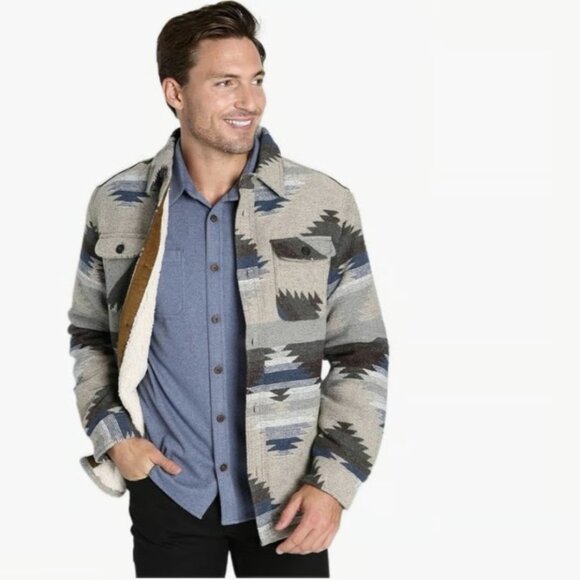 JACHS Mens Wool Blend Button-up Jacket \\ Size M // Aztec Southwestern Quilted - Picture 1 of 12